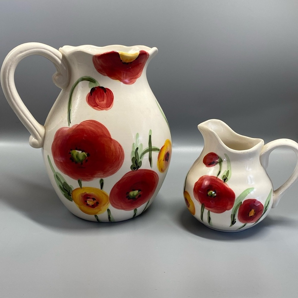 Maxcera ceramic jug pitcher and creamer floral